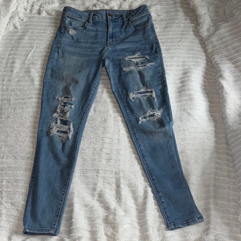 American Eagle Outfitters Ripped Blue Skinny Jeans